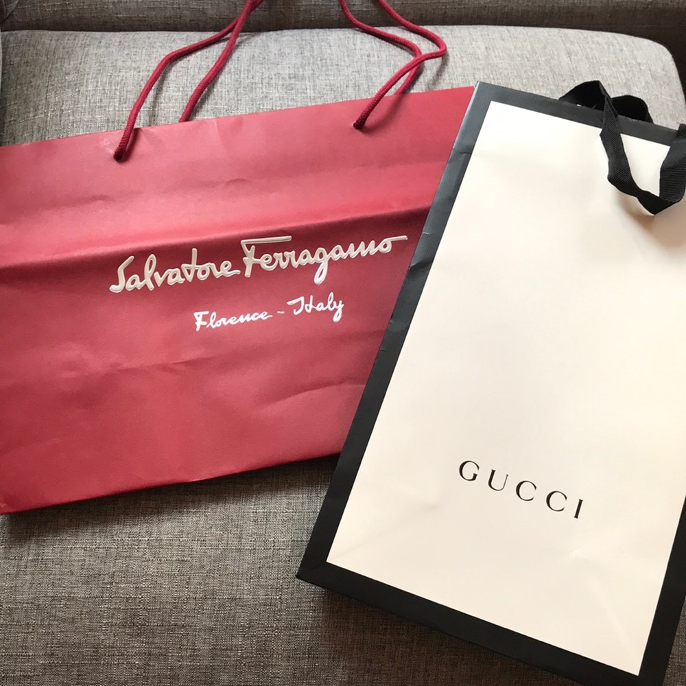 Luxury Shopping Bags: Gucci + Salvatore Ferragamo